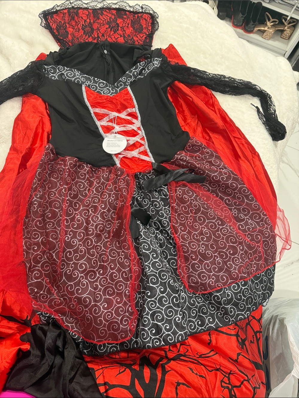 Red and Black Girls' Witch Costume Dress - Kids Halloween Costume
